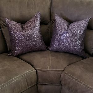 Purple sequined pillows